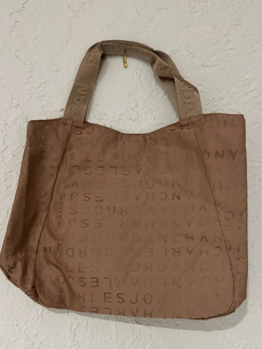 Charles Jourdan Paris Lightweight Tote Bag–Ping Beige Logo Bag–Work & Travel